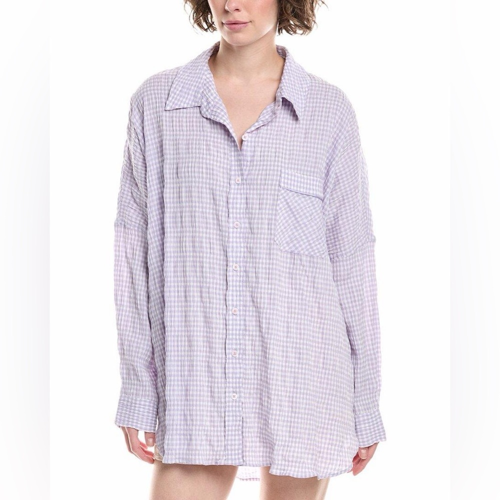 NWT Free People Intimately Cloud Ten Seersucker Pajama Shirt
